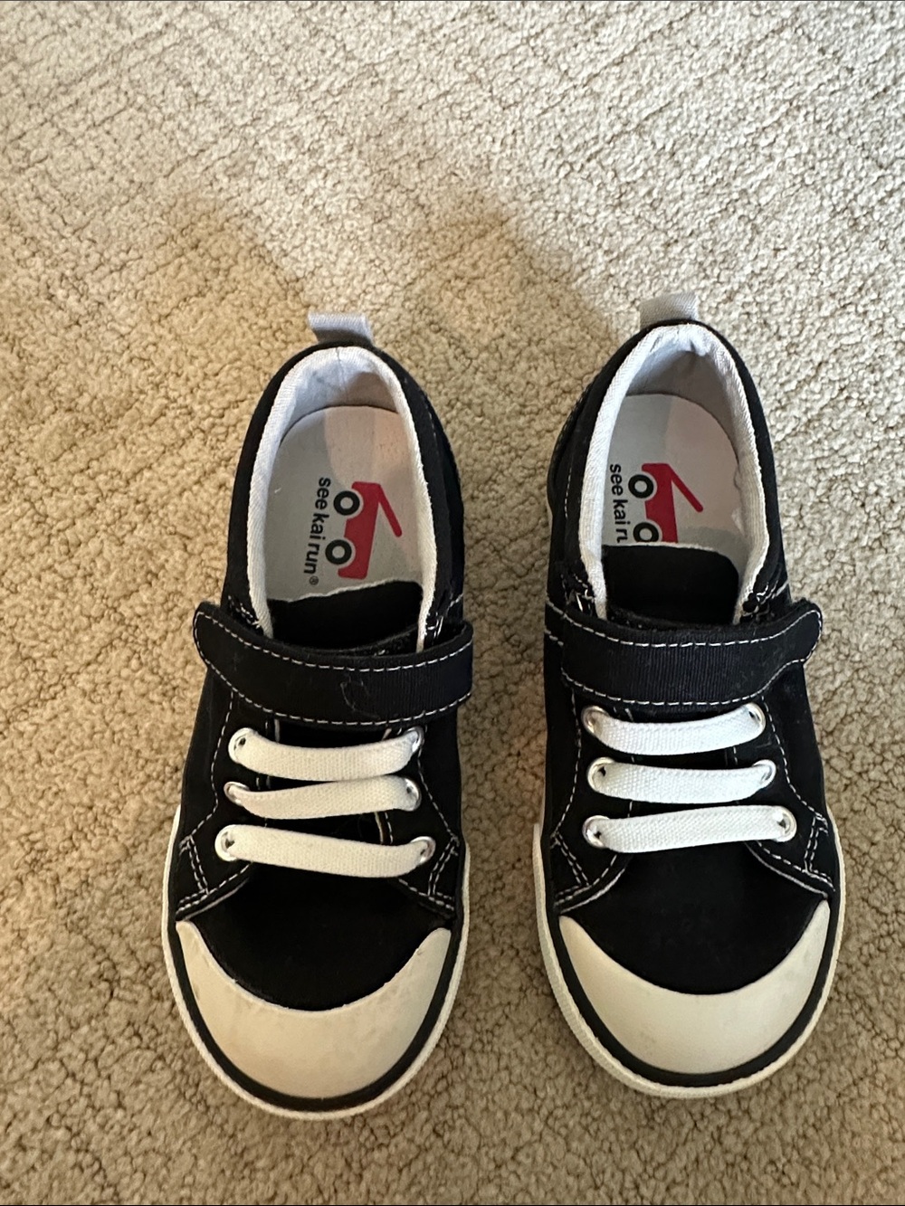 See Kai Run Black and White Toddler Velcro Sneakers- worn once